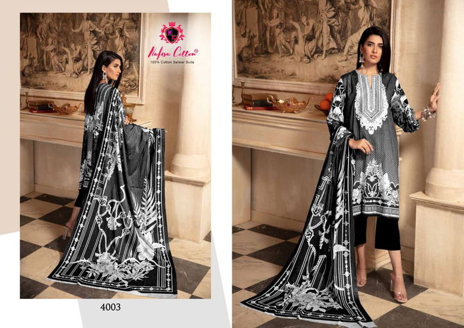 Nafisa Black And White 4 fancy Designer Casual Wear Karachi Cotton Dress Material Collection